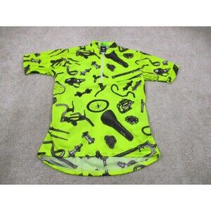 Vittoria Cycling Jersey Mens Small Neon Yellow Print Safety High Visibility USA